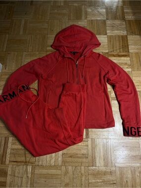 Armani Exchange Red Zip-Up Hoodie Set